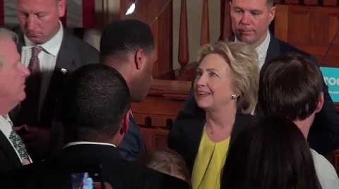 Hillary Greeting the Crowd in Springfield, IL Stock Footage 65221345