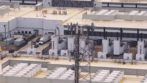 Hilliard, OH suburban data center complex amongst homes in Ohio drone Stock Footage 342277342
