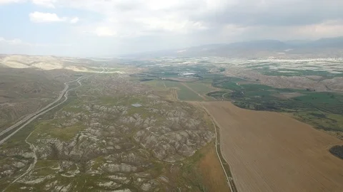Hills and fields near Jordan River. Border of Israel and Jordan. DJI-0003-05 Stock-Footage 123746154