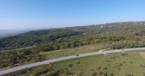 Hills and Road Stock Footage 81263079