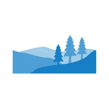 Hills and tree logo Stock Illustration