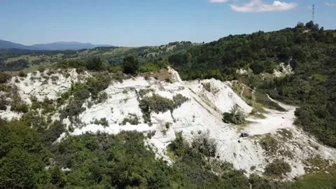 Hills composed of volcanic rocks in Slanic, Prahova County, Romania Stock-Footage 247453789