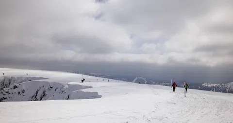 Hills covered in snow. Sunny, cold day in Sudety Mountains.  Stock-Footage 88736693