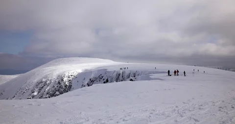 Hills covered in snow. Sunny, cold day in Sudety Mountains.  Stock Footage 88736716