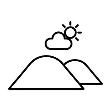Hills icon linear logo mark in black and white Stock Illustration