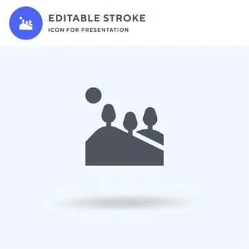 Hills icon vector, filled flat sign, solid pictogram isolated on white, logo Illustrazione stock