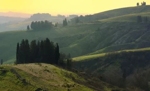 Hills at sunset Foto stock