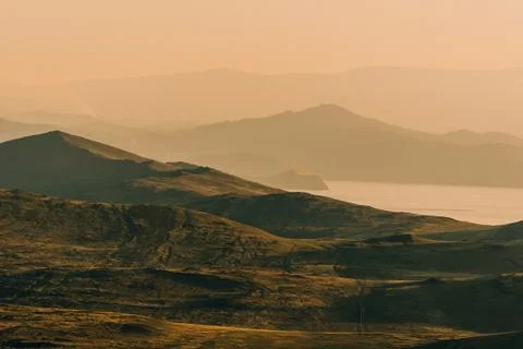 Hills on the sunset Stock Photos
