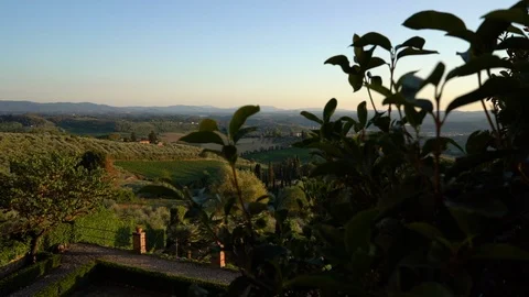 Hills of Tuscany at Sunset Stock Footage 114579117
