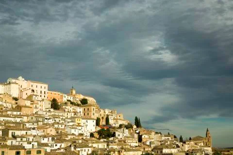 Hillside City at Sunset. Stock Photos