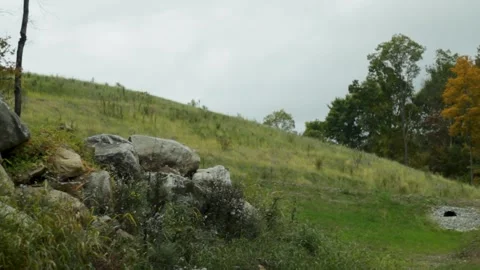 Hillside with Cloudy Sky in Early Autumn Video stock 301575461