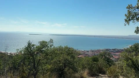 Hillside coastal panorama overlooking Stock Footage 327755576
