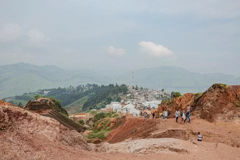 Hillside Community Adjacent to Rubaya Mining Zone, Eastern DRC Stock Photos
