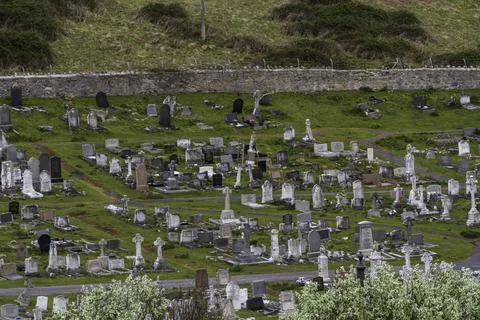 Hillside crowded cemetery,  Great Orme, Stock Photos