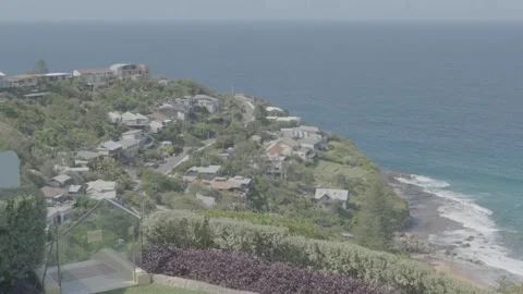 Hillside Residential Area Overlooking Ocean in Sydney, New South Wales Stock Footage 345725425