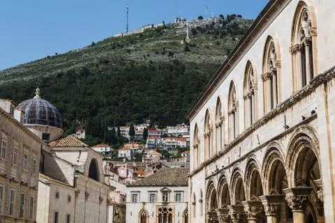 Hillside of Srd Hill seen from the old town of Dubrovnik Stock Photos