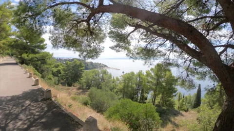 Hillside view overlooking the Adriatic Sea in Split Croatia Stock Footage 323334768