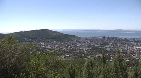 Hillside viewpoint overlooking Cape Town Stock Footage 37759177