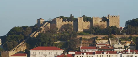 Hilltop Castle in Lisbon Stock Footage 151354660