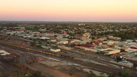 Hilltop Junction mine in broken hill city aerial panorama from memorial as 4k. Stock Footage 271622770