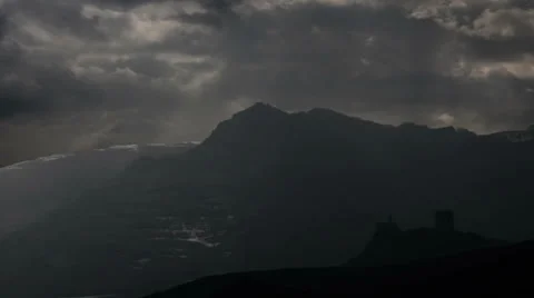 Hilltop ruin HD Stock Footage 24293188