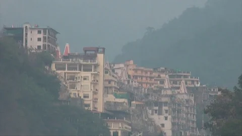 Hilly area houses Stock Footage 72330752