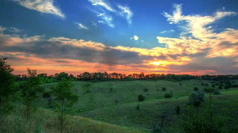 Hilly area at sunset Stock Footage 25907776