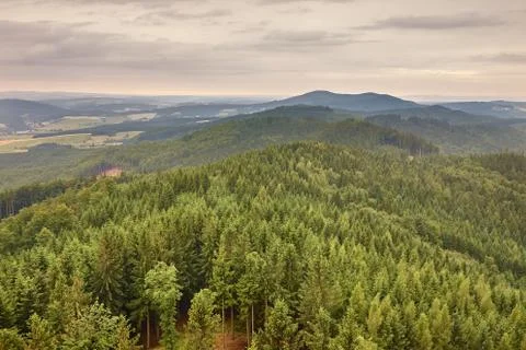 Hilly landscape at dusk Stock Photos