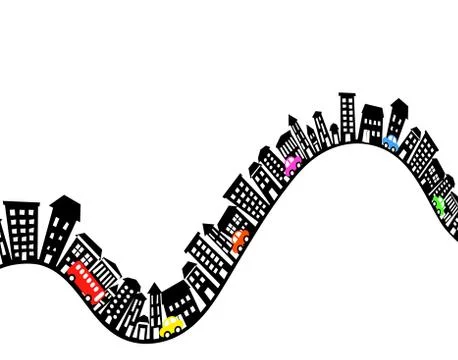 Hilly street Stock Illustration