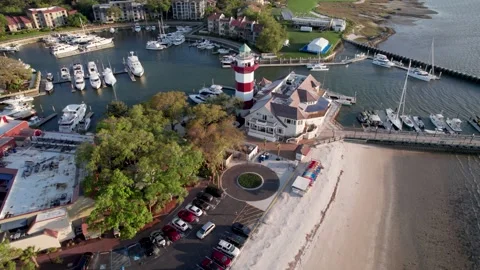 Hilton Head Lighthouse Drone Footage in 4K Stock Footage 292909433