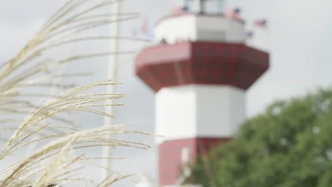 Hilton Head lighthouse rack focus RED 4K slowmo close up Vidéo 116395287