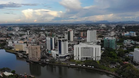 Hilton Hotel Kuching and Riverside Majestic Hotel, Kuching Stock Footage 106969246