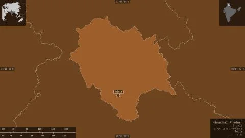Himachal Pradesh, India. Patterned solids with lakes and rivers Illustrazione stock
