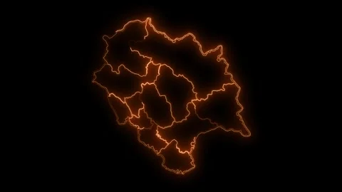 Himachal Pradesh Map with Districts Glowing Neon Outline India Animation 4K Stock Footage 330998617