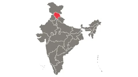 Himachal Pradesh state blinking red highlighted in map of India Vídeo Stock 156033314