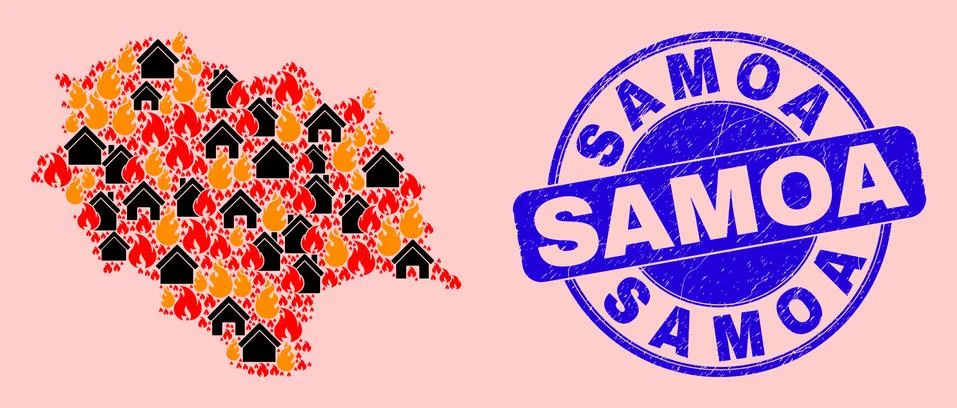 Himachal Pradesh State Map Composition of Fire and Homes and Distress Samoa Seal Illustrazione stock