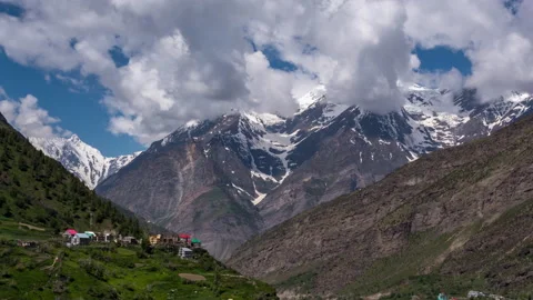 Himalaya Mountains and Cloud Time Lapse, KeyLong, Himachal - Ladakh Stock Footage 137615337