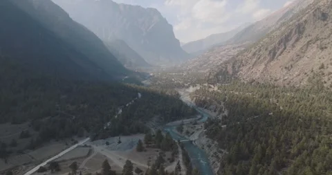 Himalayan Landscape with Clouds and Snowy Summits in Nepal Stock Footage 319477002
