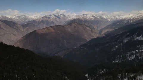Himalayan mountain range. aerial drone shot of mountain with pine trees.peak  Stock Footage 157902769