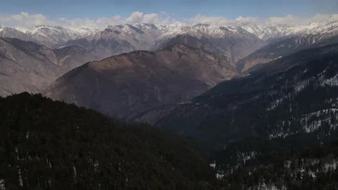 Himalayan mountain range. aerial drone shot of mountain with pine trees.peak  Stock Footage 157902822