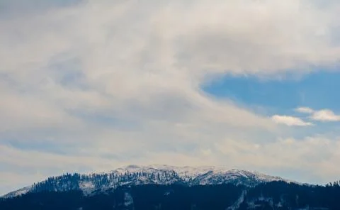 Himalayan mountain range covered with the snow at patnitop a city of Jammu, Stock Photos
