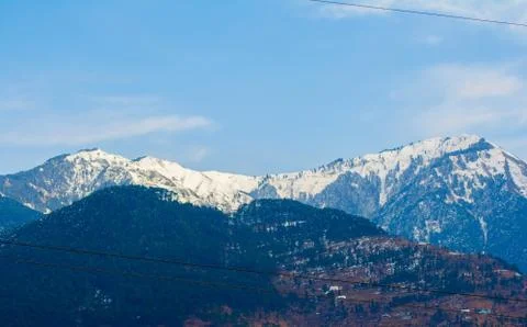 Himalayan mountain range covered with the snow at patnitop a city of Jammu, Stock Photos