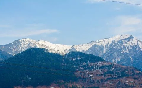 Himalayan mountain range covered with the snow at patnitop a city of Jammu, Фото