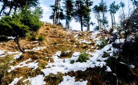 Himalayan mountain range covered with the snow at patnitop a city of Jammu, Foto stock