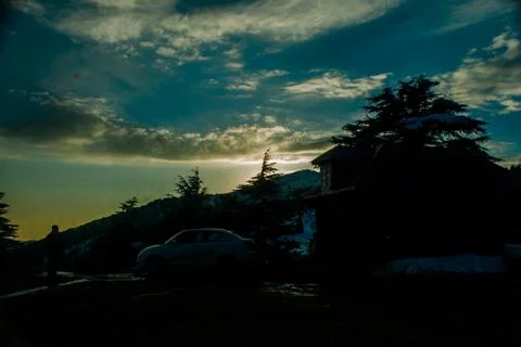 Himalayan mountain range covered with the snow at patnitop a city of Jammu, Stock Photos
