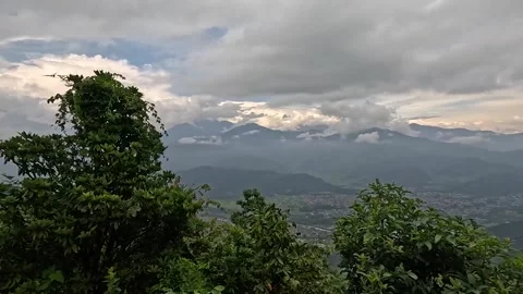 Himalayan mountain ranges viewable from Sarangkot Stock Footage 289394810
