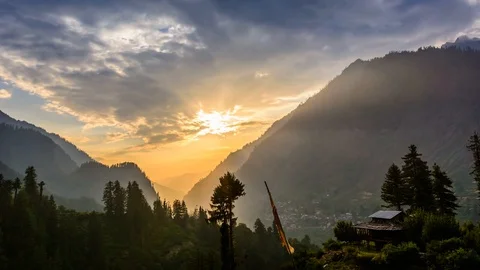 Himalayan mountain sunset Time Lapse HD Stock Footage 127729076