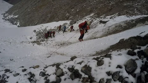 Himalayan Mountaineers Stock Footage 110229070