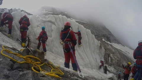 Himalayan mountaineers Stock Footage 113796730