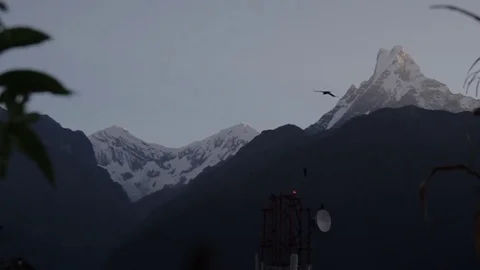 Himalayan Mountains with Reception Tower in Foreground. Stock Footage 85293927